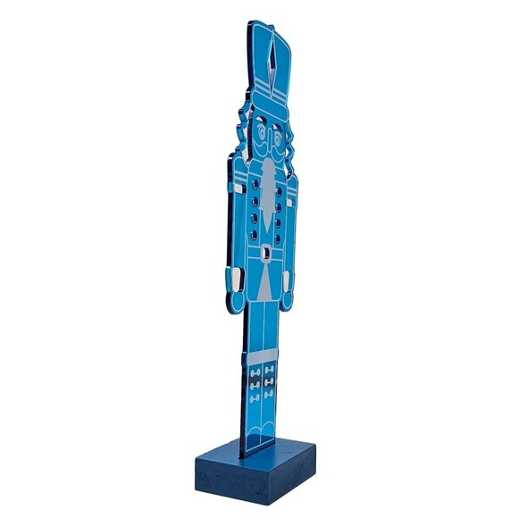 Blue Acrylic Christmas Nutcracker with Cut Outs to Shine Light Though - Picture 3 of 4
